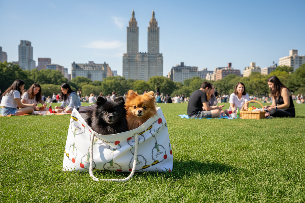 NYC Vibe Weekender Bag with Pomeranians at Time Warner Center
